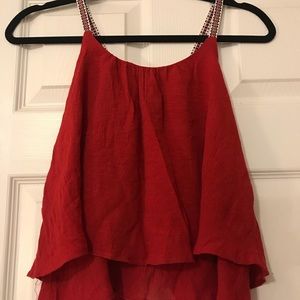 Red flowy tank top
